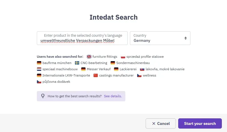 Intedat Search – zadejte KW