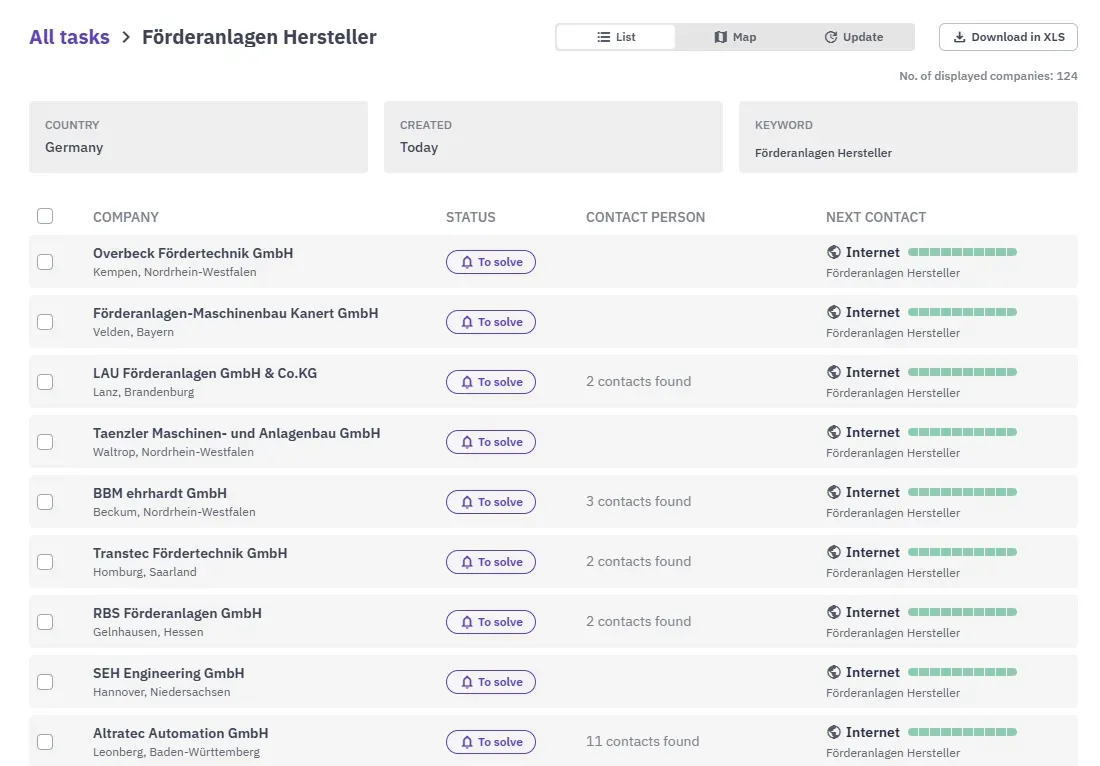 Intedat Search – probíhá vyhledávání